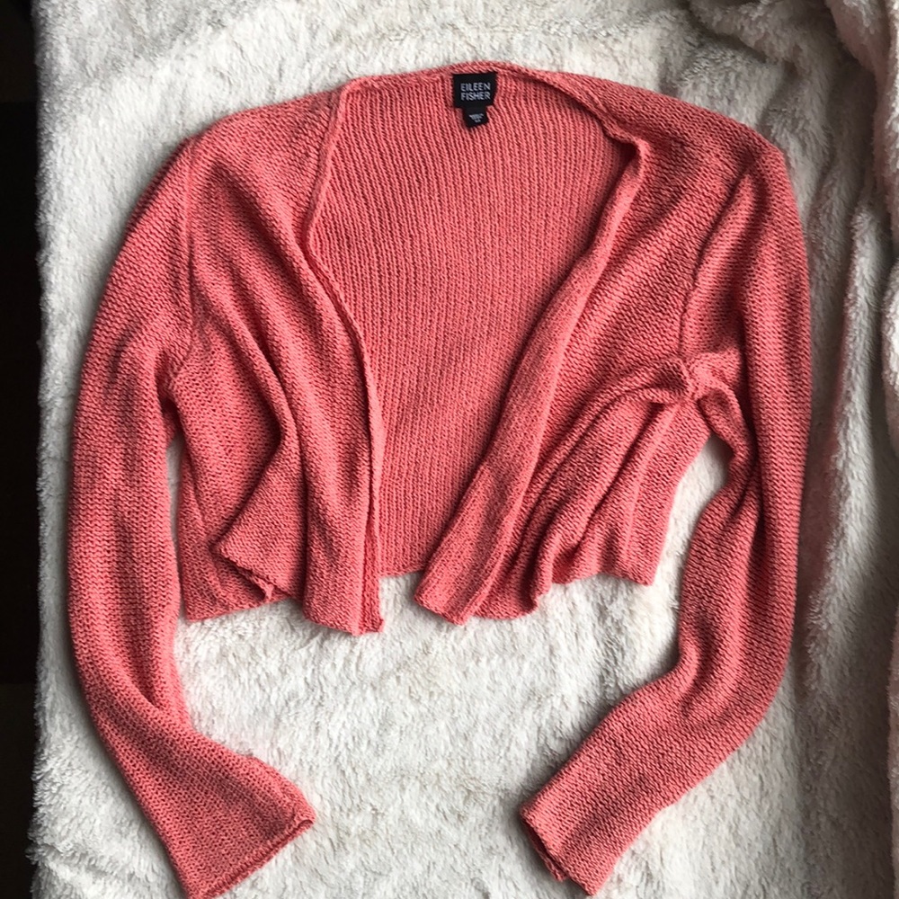 Eileen Fisher cropped cardigan #100 silk